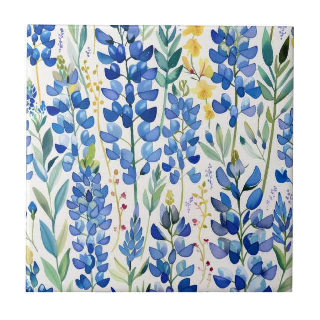 Azulejo Repetición Floral de Texas Bluebonnet (Frente)