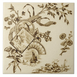 Azulejo Repro a finales del siglo XIX Sepia estética asiát