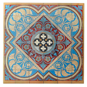 Azulejo Repro Alemán Geométrico Art Nouveau Jugendstil azu