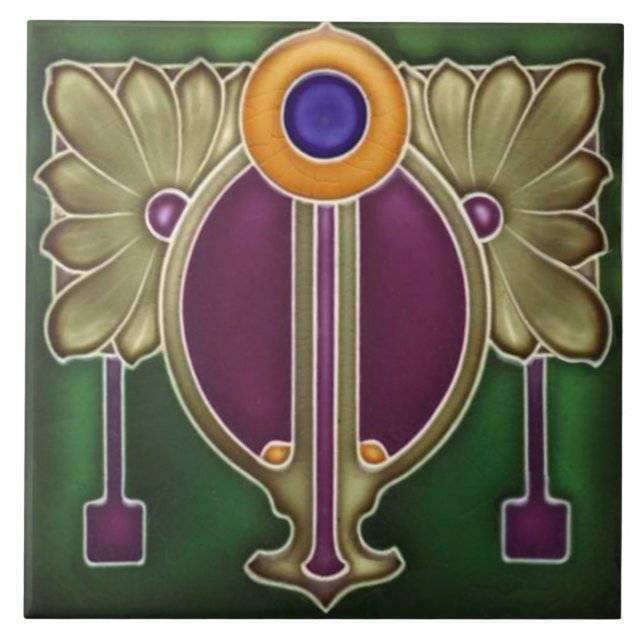Azulejo Repro Alemán Jugendstil Art Nouveau/Art Deco (Frente)