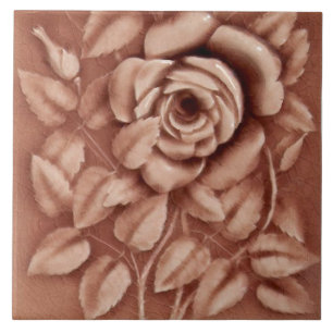 Azulejo Repro Antigüedad Mauve Majolica Rosa Faux Relief
