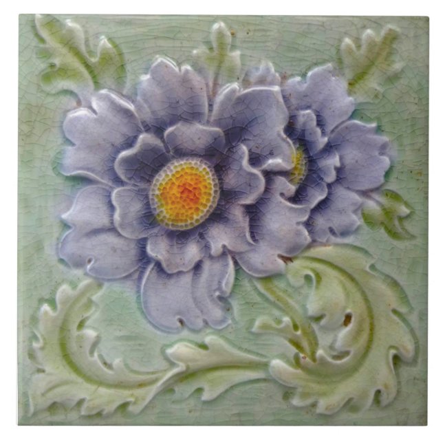 Azulejo Repro Antiguo Purple Green Majolica Faux Relief (Frente)