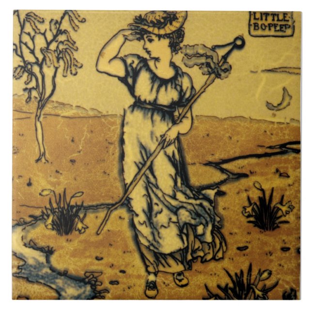 Azulejo Repro Art Nouveau Moderno Little Bo Peep Sketch (Frente)