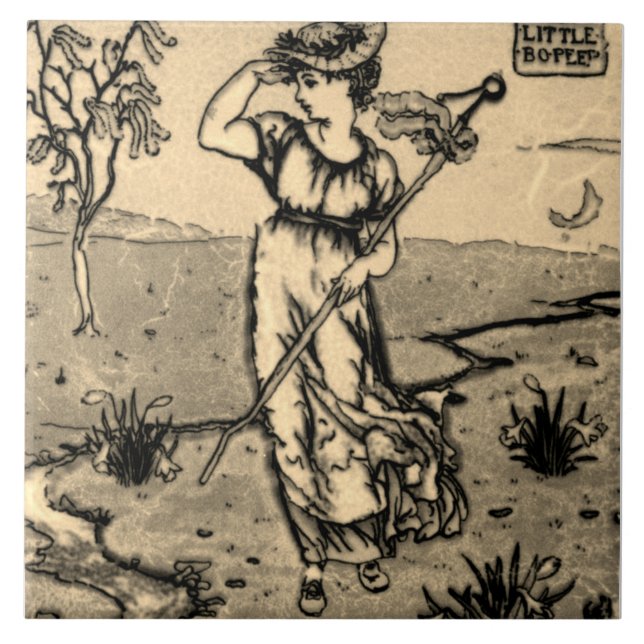 Azulejo Repro Art Nouveau Moderno Little Bo Peep Sketch Ti (Frente)