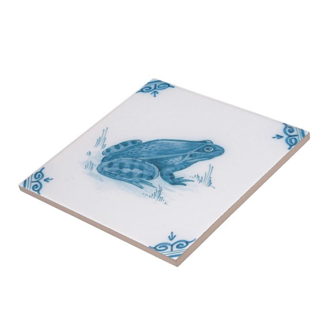 Azulejo Repro Blue and White Flog Delft Tile (Lado)