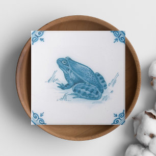 Azulejo Repro Blue and White Frog Delft