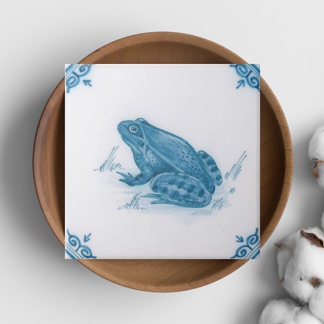 Azulejo Repro Blue and White Frog Delft (Repro Blue and White Frog Delft Tile)