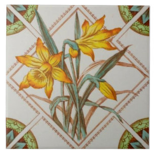 Azulejo Repro Bright c1900 Daffodils Transferware