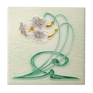 Azulejo Repro c 1900 Richards Art Nouveau Narcissus Trio