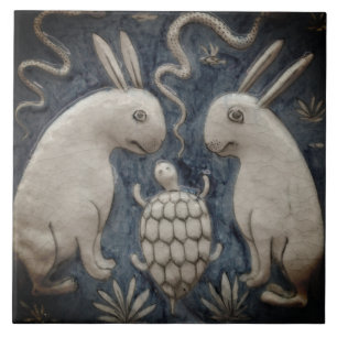 Azulejo Repro Conejo Animal Español Tortoise Gray Tile