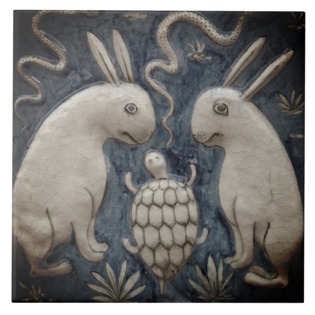 Azulejo Repro Conejo Animal Español Tortoise Gray Tile (Frente)