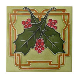Azulejo Repro de los Navidades de Art Nouveau Deco Holly B