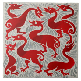 Azulejo Repro De Morgan Red Luster+Plata Patos Fantásticos