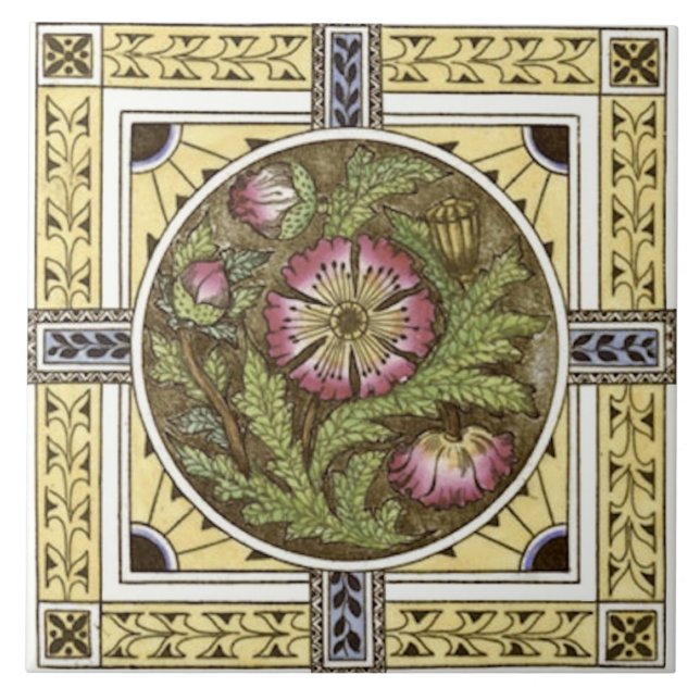 Azulejo Repro de mosaicos de transferencia en rosa amarill (Frente)