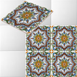 Azulejo Repro de patrón mallorquín italiano<br><div class="desc">Este patrón mejorado digitalmente se derivó de un antiguo ilustracion de mayólica italiana de aproximadamente 1890 a aproximadamente 1920. Puede personalizar del color de fondo.</div>