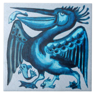 Azulejo Repro del original pájaro pelícano de De Morgan 