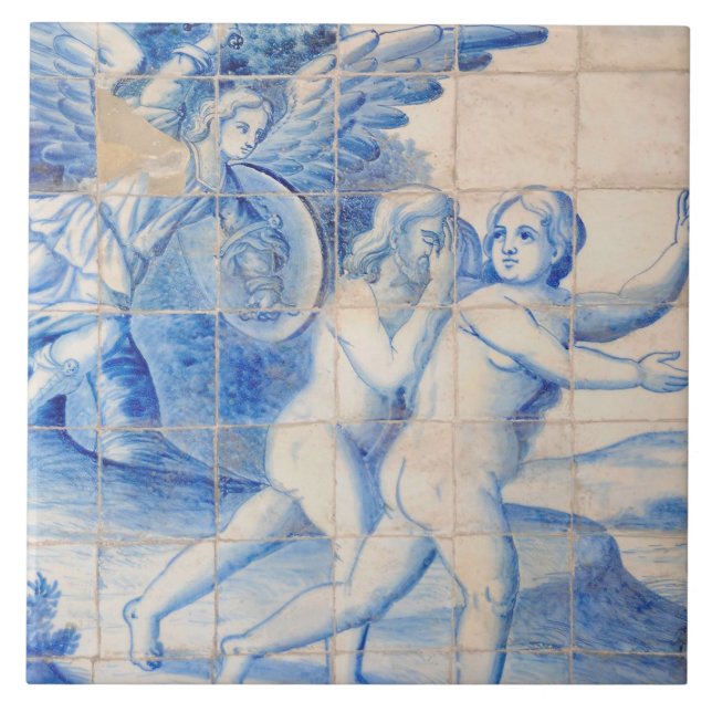 Azulejo Repro Delft Tile Adam y Eve Expulsión (Frente)