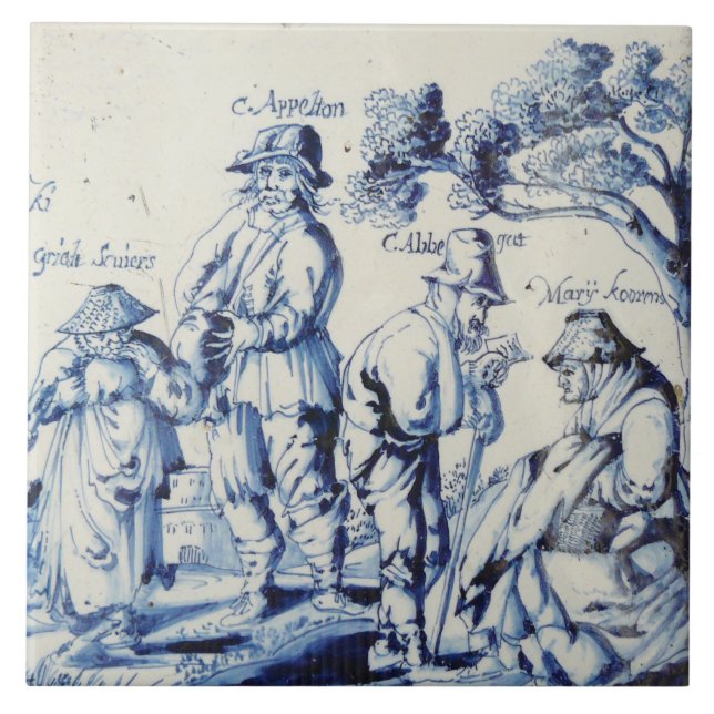 Azulejo Repro Delft Tile Blue Les Gueux (Frente)