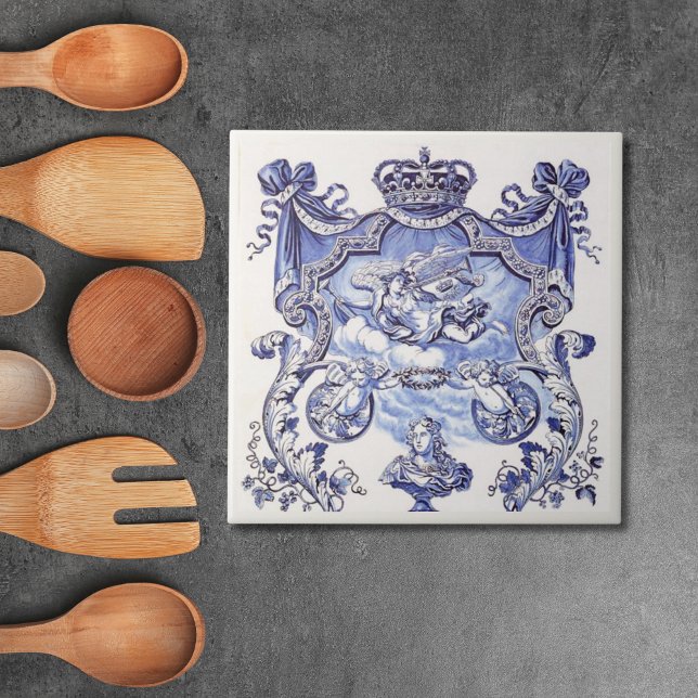 Azulejo Repro Delft Tile Blue Royalty Bust (Repro Delft Tile Blue Royalty Bust
)