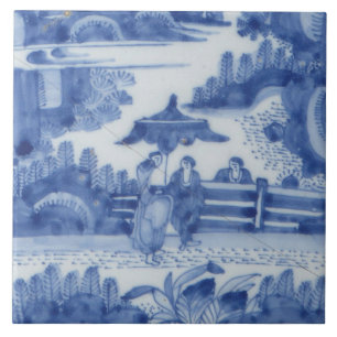 Azulejo Repro Delft Tile Chinoiserie Decoupage Blue White