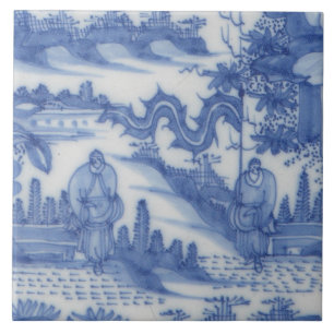 Azulejo Repro Delft Tile Chinoiserie Decoupage Blue White