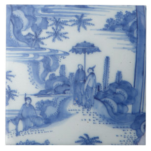 Azulejo Repro Delft Tile Chinoiserie Decoupage Blue White