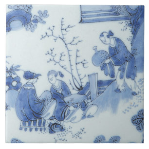 Azulejo Repro Delft Tile Chinoiserie Decoupage Blue White