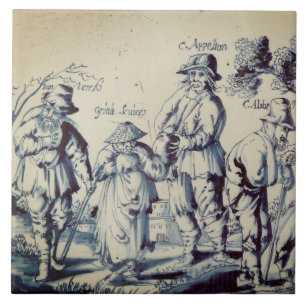 Azulejo Repro Delft Tile Les Gueux Antique
