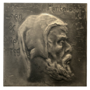 Azulejo Repro Dutch Faux Relief Gray Beat Face Tile