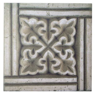 Azulejo Repro Español Maure Floral Pattern Faux relief Ti