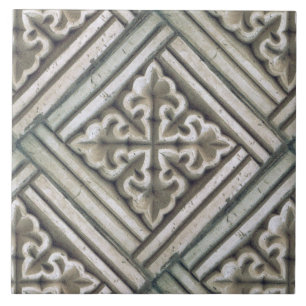 Azulejo Repro Español Maure Floral Pattern Faux relief Ti