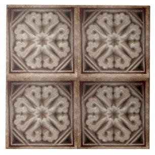 Azulejo Repro Español Maure Floral Pattern Faux relieve