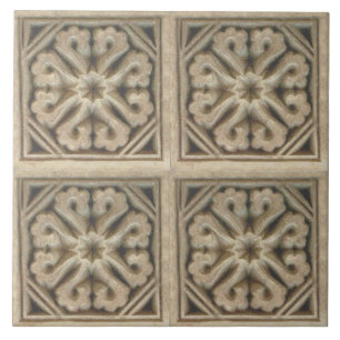 Azulejo Repro Español Maure Floral Pattern Faux relieve T