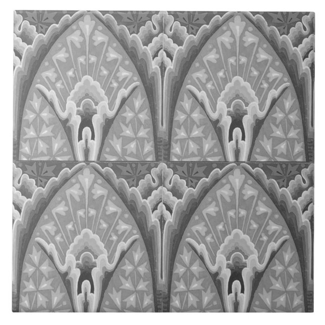 Azulejo Repro Geométrico Floral Gris Vintage  (Frente)