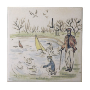 Azulejo Repro Hyde Park Pond Duques Londres Tile Victorian