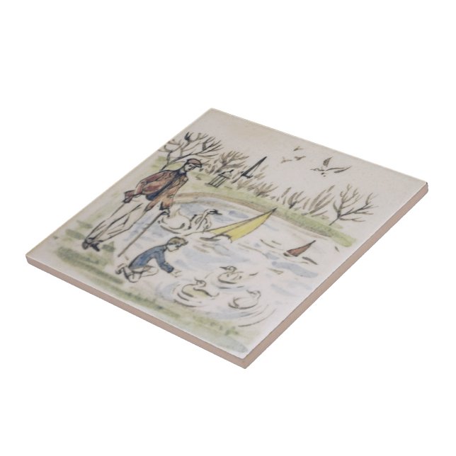 Azulejo Repro Hyde Park Pond Duques Londres Tile Victorian (Lado)