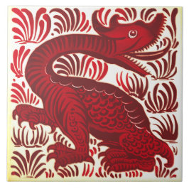 Azulejo Repro Lewis Carrol De Morgan Tile Rojo Jabberwacky