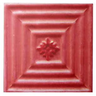 Azulejo Repro Portugal Faux Relief Red Floral Tile