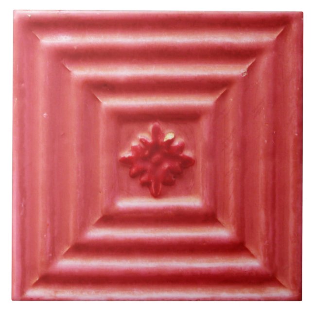 Azulejo Repro Portugal Faux Relief Red Floral Tile (Frente)