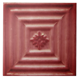 Azulejo Repro Portugal Faux Relief Red Floral Tile