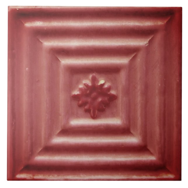 Azulejo Repro Portugal Faux Relief Red Floral Tile (Frente)