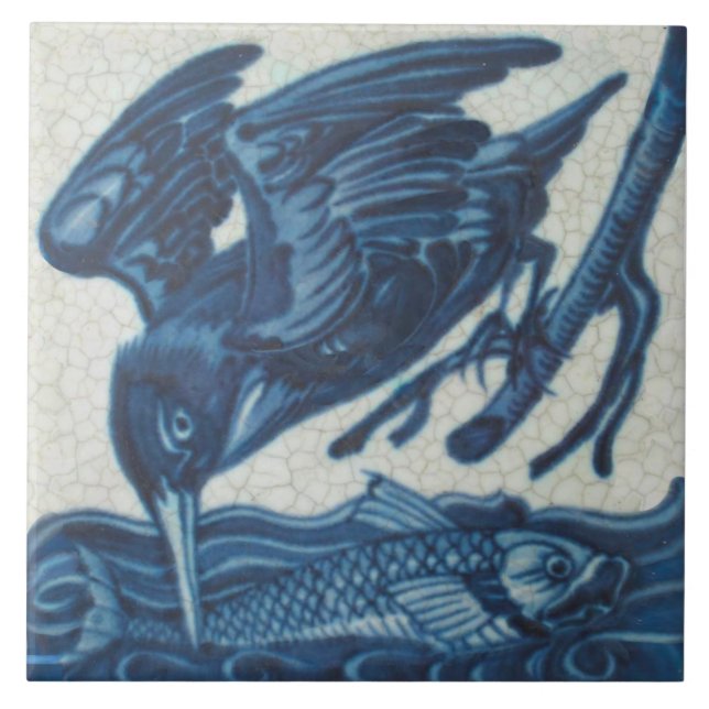 Azulejo Repro Rare De Morgan Blue Pescador (Frente)