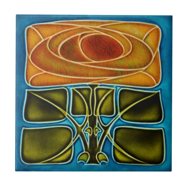 Azulejo Repro Richards c1900 Art Nouveau MackMacintosh Ros (Frente)