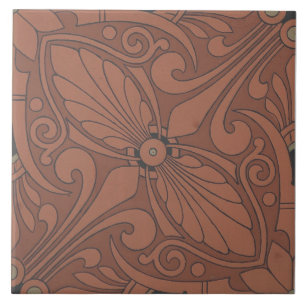 Azulejo Repro Vintage Geométrico Antiguo Terracota Griego