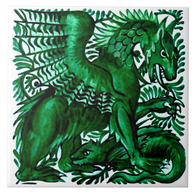 Azulejo Repro Wm Morgan Green Dragons padre e hijo (Frente)