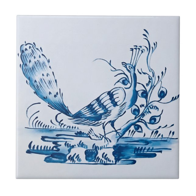 Azulejo reproducción de mosaicos delft pájaro patrón vinta (Frente)