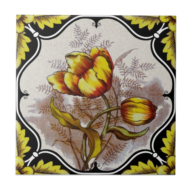 Azulejo Reproducción victoriana de color tulipano de prima (Frente)