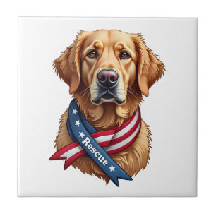 Azulejo Rescate Patriótico de Golden Retriever Camiseta Vi