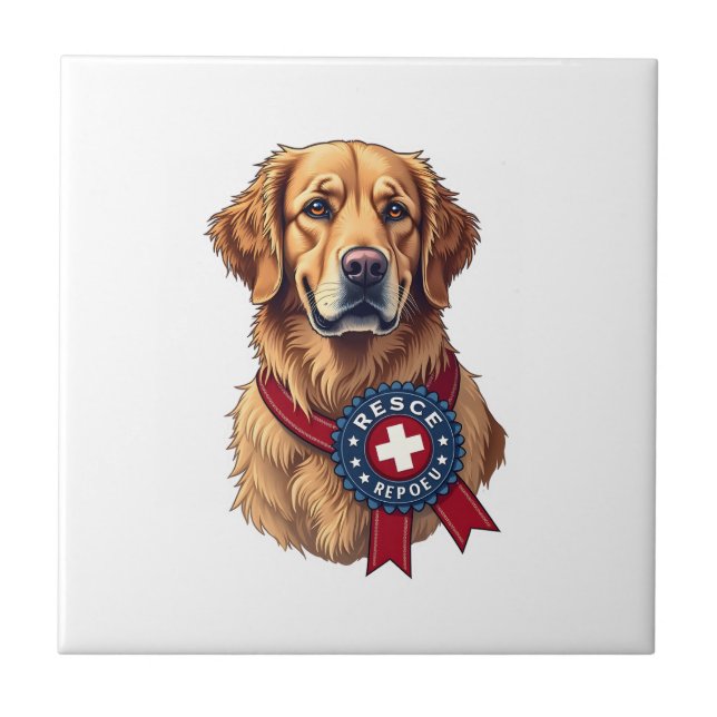 Azulejo Rescate Patriótico de Golden Retriever Camiseta Vi (Frente)