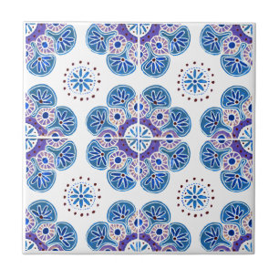 Azulejo Resplandor azul de mosaico cerámico y violeta